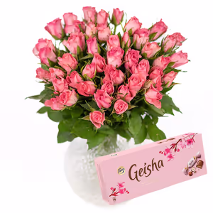 50 rosa roser & Geisha