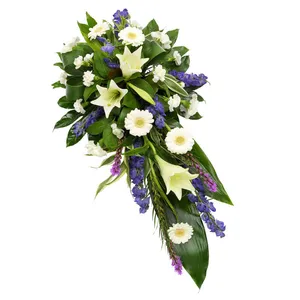 White & Purple Funeral Spray