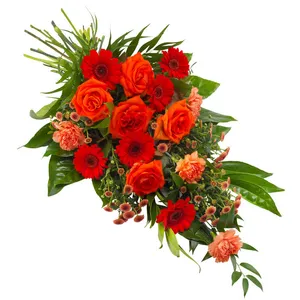 Rouwboeket rood en oranje