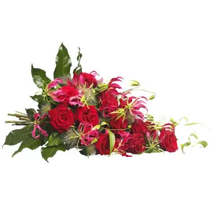 Luxe rouwboeket rood