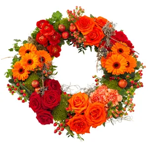 Orange-red funeral wreath