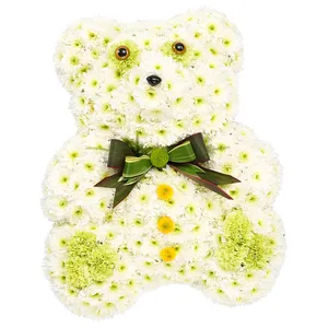 White Teddy funeral decoration