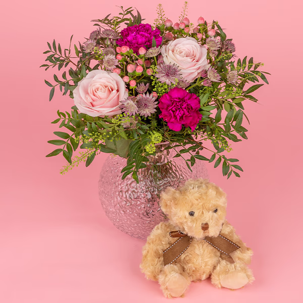 Flowers and Teddy Bear