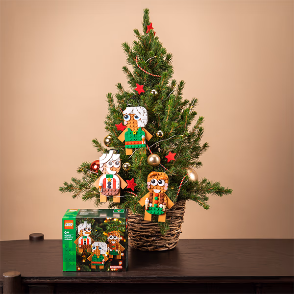 lego gingerbread ornament and flowers gift set