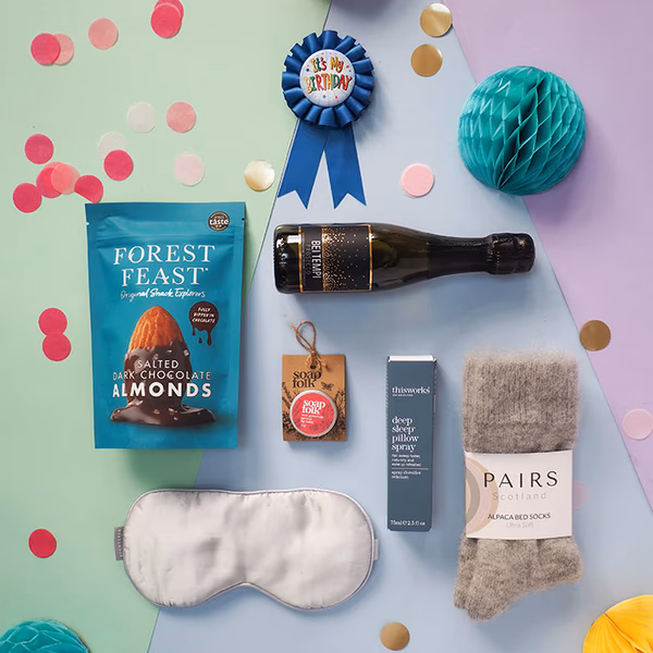 Flat lay of various gift box products