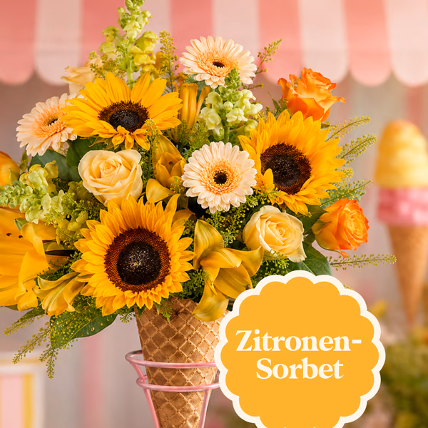 sunflower bouquet in an ice cream cone