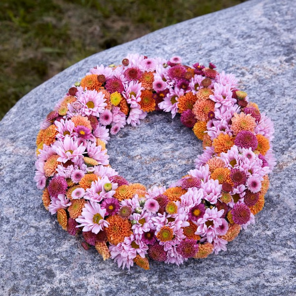 funeral wreath with flowers