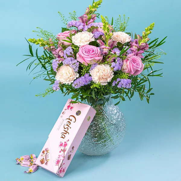 Bouquet and chocolate