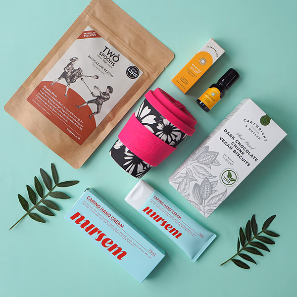 Flat lay of various gift box products