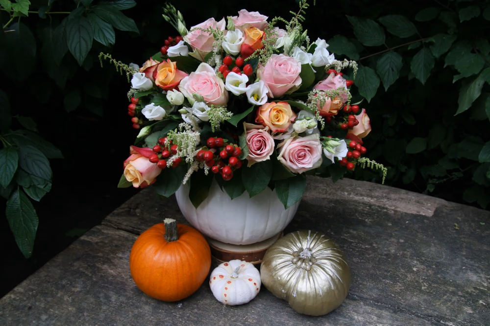 Decorative Pumpkin Ideas - Pumpkins & Flowers