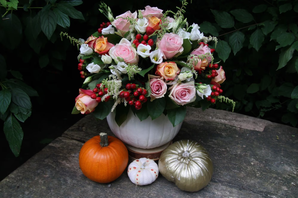 Decorative Pumpkin Ideas - Pumpkins & Flowers